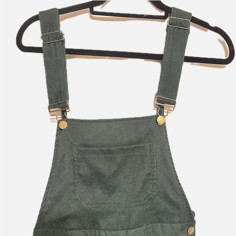 Dark green corduroy full-length overalls size medium